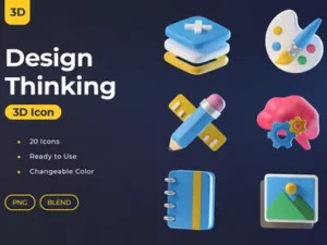 cover image design thinking 3d icons