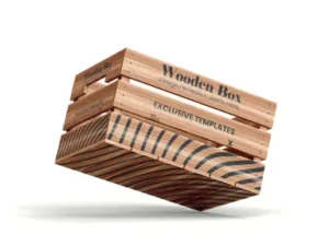 cover image floating wooden box mockup