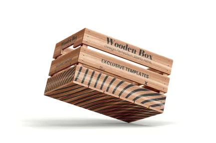 Floating Wooden Box Mockup