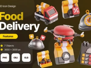 cover image food delivery 3d illustrations