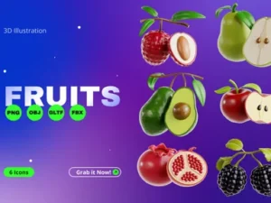 cover image fruits 3d icon set v4