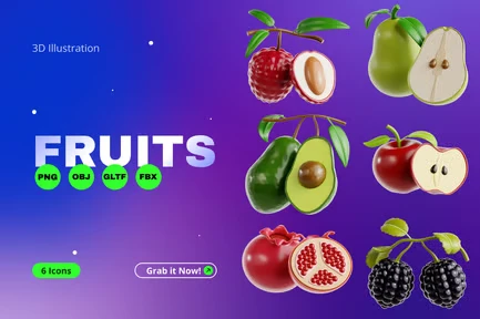 Fruits 3D Icon Set V.4