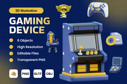 Gaming Device 3D Icons