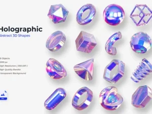 cover image holographic 3d shapes illustration pack 02