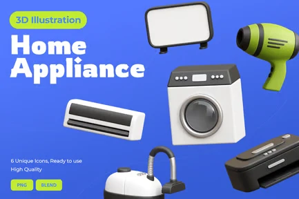Home Appliance 3D Illustration