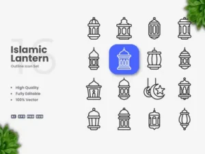 cover image islamic lantern outline icons