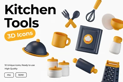Kitchen Tools 3D Icons