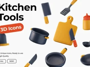 cover image kitchen tools 3d icons