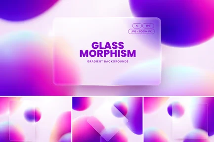 Adobe Illustrator Backgrounds Photo Overlay Bundle - 23 Overlays 3 cover image light glass morhpism gradient shape backgrounds