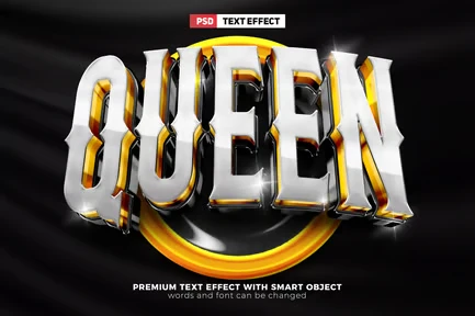 Luxury Queen White Gold 3D Text Effect Template