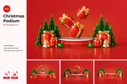 Merry Christmas 3D Background Pack 01