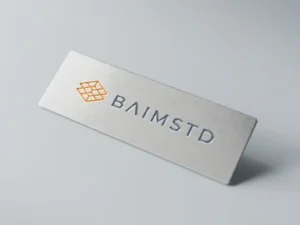 cover image metal name tag logo mockup