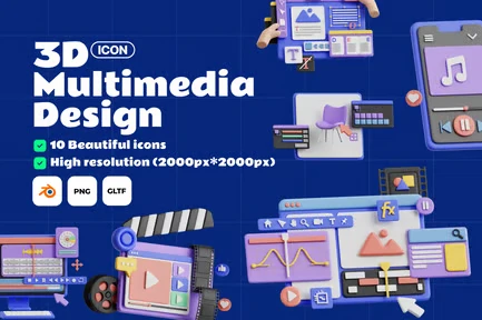 Multimedia Design V.2 - 3D Icon Set