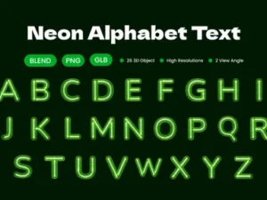 cover image neon alphabet text 3d object