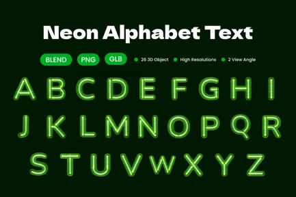 Neon Alphabet Text - 3D Object