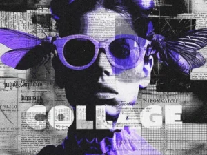 cover image newspaper collage pieces photo effect
