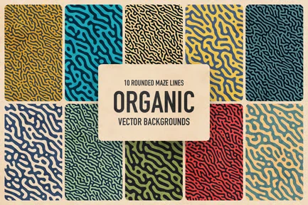 Organic Rounded Maze Lines Vector Backgrounds