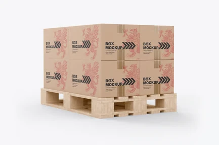 Pallet with Kraft Boxes Mockup 2 cover image pallet with kraft boxes mockup