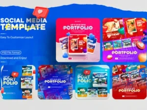 cover image portfolio showcase social media template set