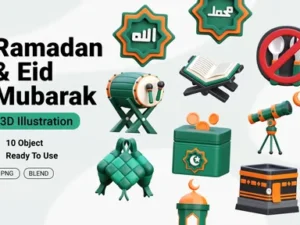 cover image ramadan eid mubarak 3d icon