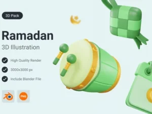 cover image ramadan and eid mubarak 3d illustration