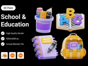 cover image school education 3d illustration