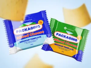 cover image sliced cheese packaging mockup