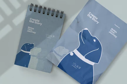 Spiral Notebook and Poster Mockup
