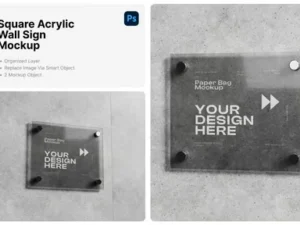 cover image square acrylic wall sign mockup