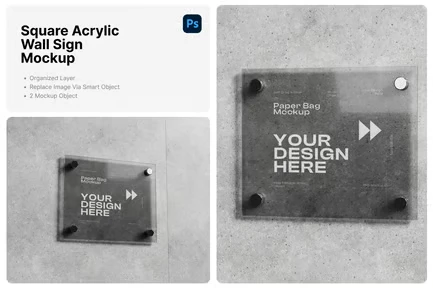Square Acrylic Wall Sign Mockup