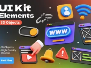 cover image ui kit elements 3d object