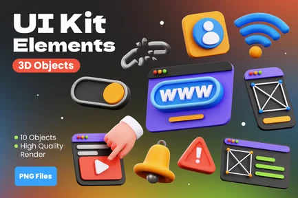 UI Kit Elements 3D Object