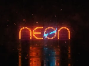 cover image vibrant neon glow logo reveal with wet reflective ground