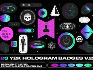 cover image y2k hologram badge stickers v2