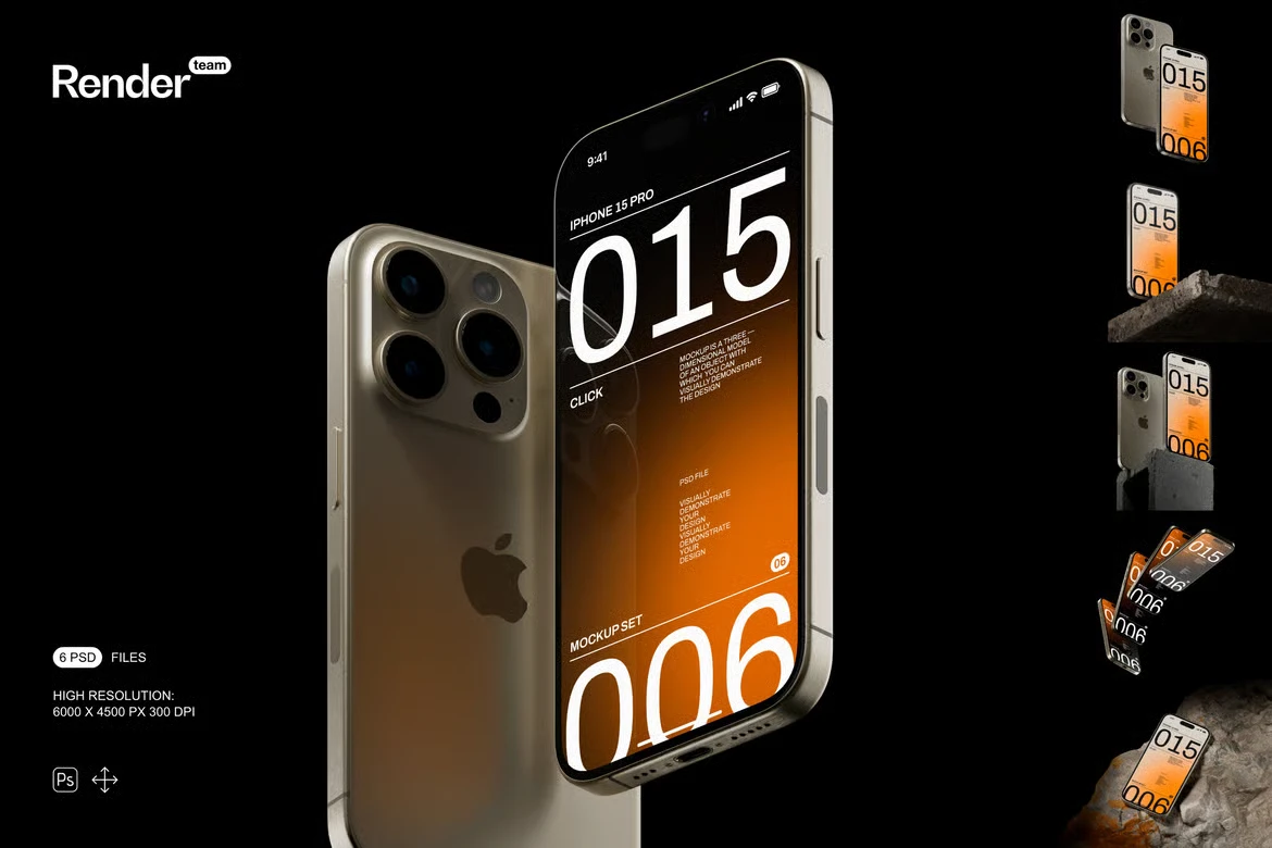 iPhone 15 Pro Mockup Set