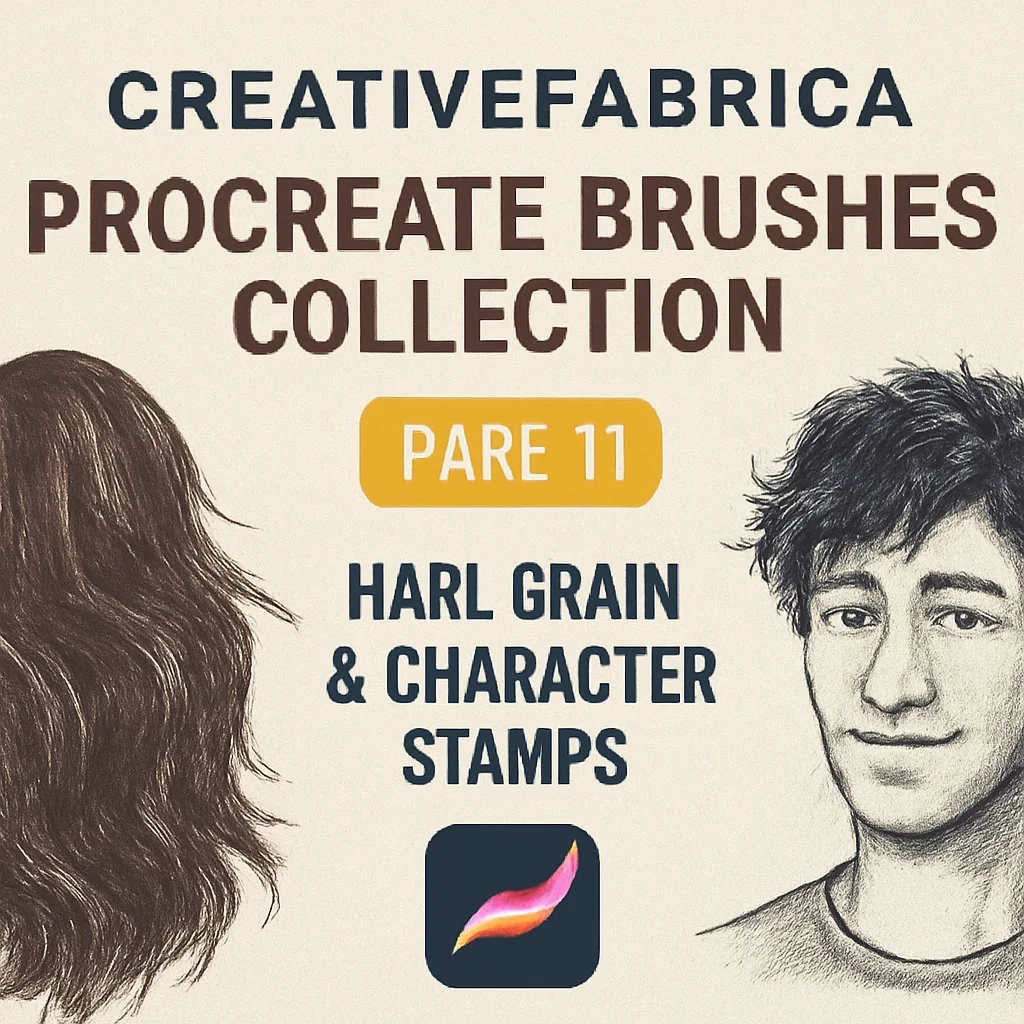 CreativeFabrica Procreate Brushes Collection Part 11: Hair, Grain & Character Stamps
