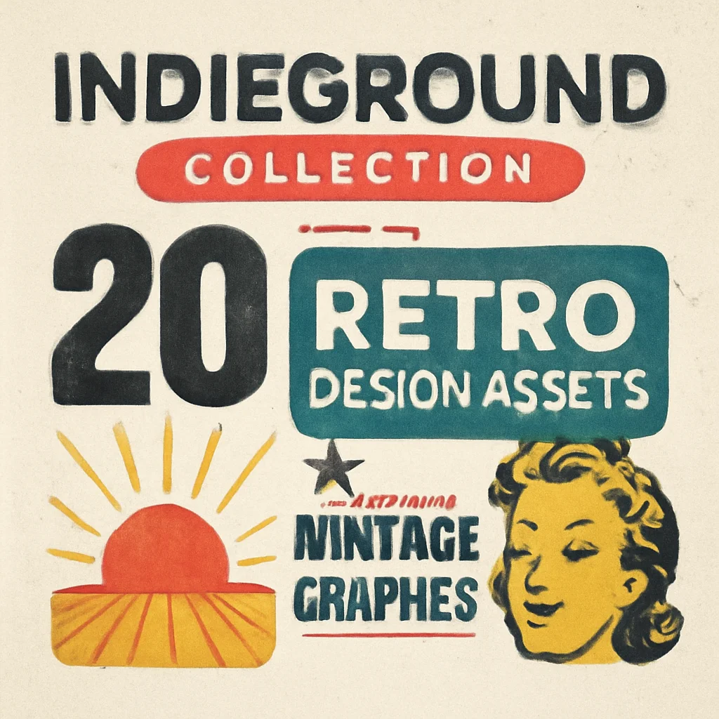 Indieground Collection Part 1: 20 Retro Design Assets & Vintage Graphics