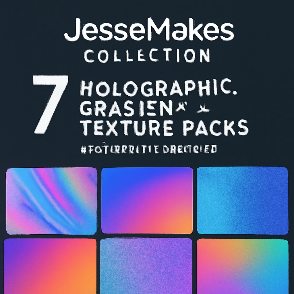 JesseMakes Collection: 7 Holographic, Gradient & Texture Packs for Digital Artists