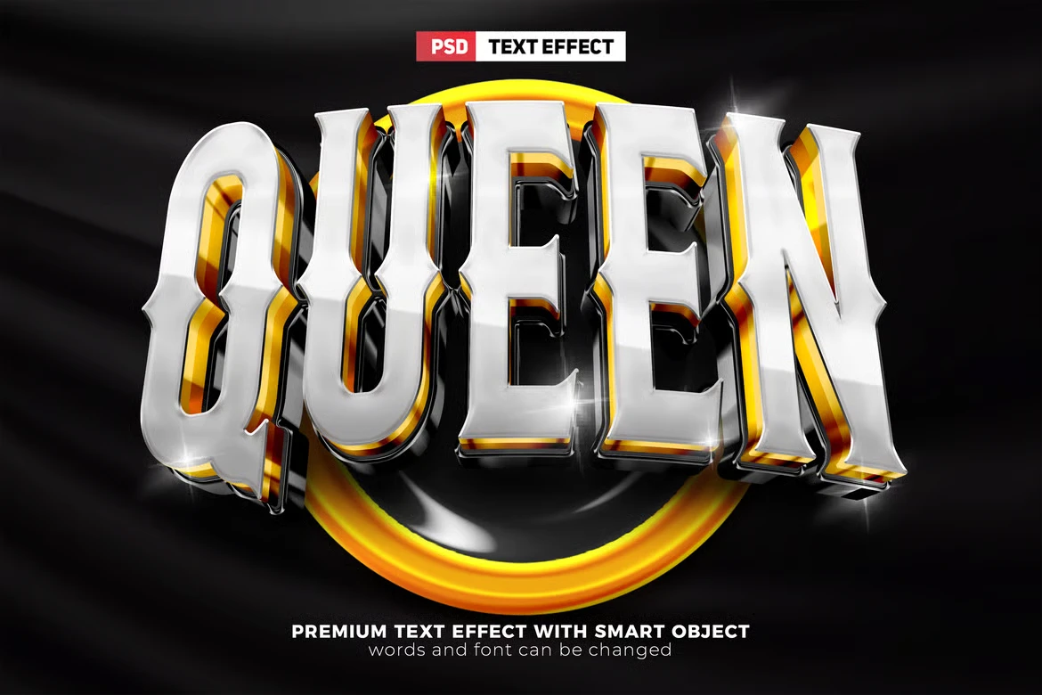 Luxury Queen White Gold 3D Text Effect Template 4 luxury queen white gold 3d text effect template4