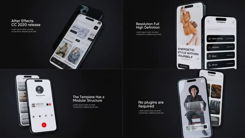 Modern Dynamic Mobile App Promo with 3D Smartphone Mockups 13 modern dynamic mobile app promo with 3d smartphone mockups7