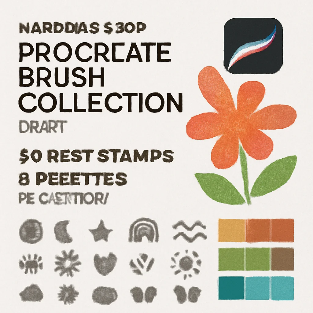 Nanodog-Shop Procreate Brush Collection Part 1: 20 Best Stamps & Palettes for DIY Art 🎨