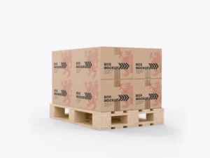 pallet with kraft boxes mockup2