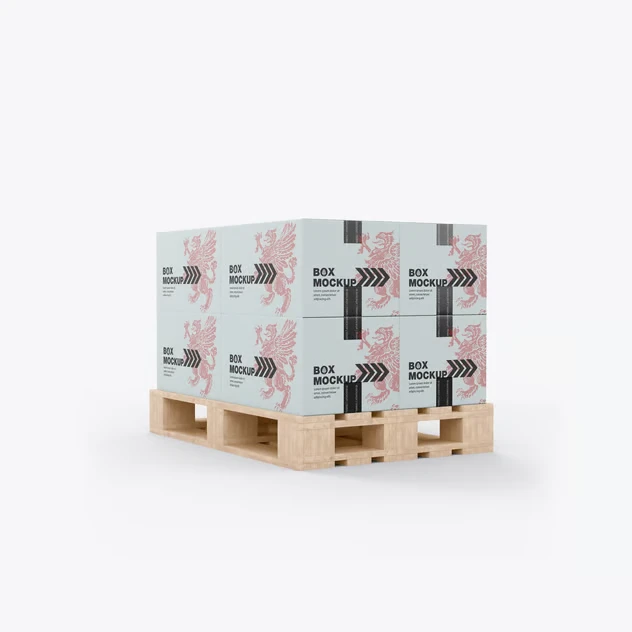 Pallet with Kraft Boxes Mockup 4 pallet with kraft boxes mockup4