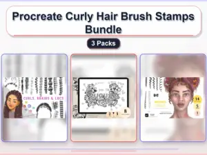 procreate curly hair brush stamps bundle 3 packs collage c9413b7d 1779182831