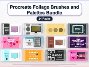 procreate foliage brushes and palettes bundle 24 packs collage d7d5525c 1779182373