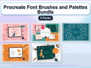 procreate font brushes and palettes bundle 5 packs collage 97e565d9 1779183321