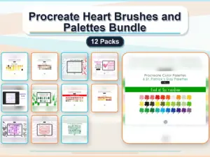 procreate heart brushes and palettes bundle 12 packs collage a9517149 1779182199