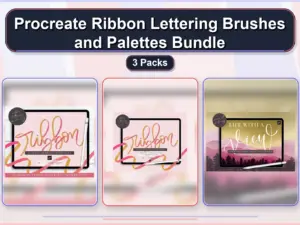 procreate ribbon lettering brushes and palettes bundle 3 p collage 802ce2c3 1779181416