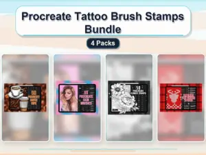 procreate tattoo brush stamps bundle 4 packs collage 248b5d3c 1779180894