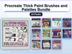procreate thick paint brushes and palettes bundle 24 packs collage e2af1b23 1779183320